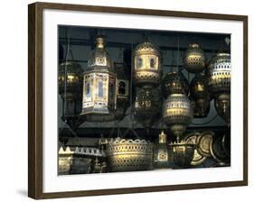 Artwork of Moroccan Brass Lanterns, Casablanca, Morocco-Bill Bachmann-Framed Photographic Print