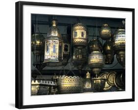 Artwork of Moroccan Brass Lanterns, Casablanca, Morocco-Bill Bachmann-Framed Photographic Print