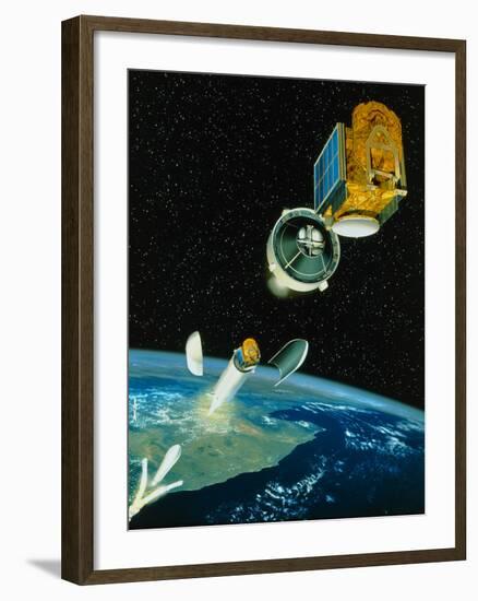 Artwork of Satellite Launch Sequence of Ariane 5-David Ducros-Framed Photographic Print