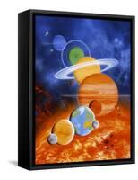 Artwork of Sun And Planets of Solar System-Julian Baum-Framed Stretched Canvas