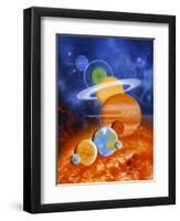 Artwork of Sun And Planets of Solar System-Julian Baum-Framed Premium Photographic Print