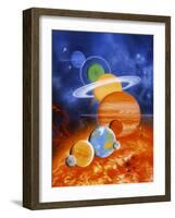 Artwork of Sun And Planets of Solar System-Julian Baum-Framed Photographic Print