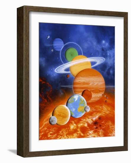 Artwork of Sun And Planets of Solar System-Julian Baum-Framed Photographic Print