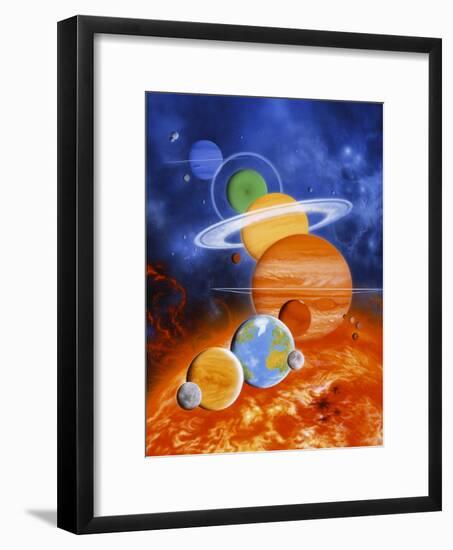 Artwork of Sun And Planets of Solar System-Julian Baum-Framed Photographic Print