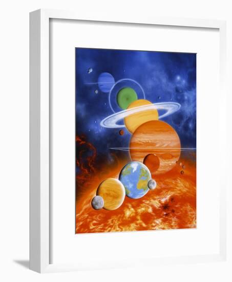 Artwork of Sun And Planets of Solar System-Julian Baum-Framed Photographic Print