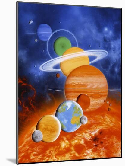 Artwork of Sun And Planets of Solar System-Julian Baum-Mounted Photographic Print