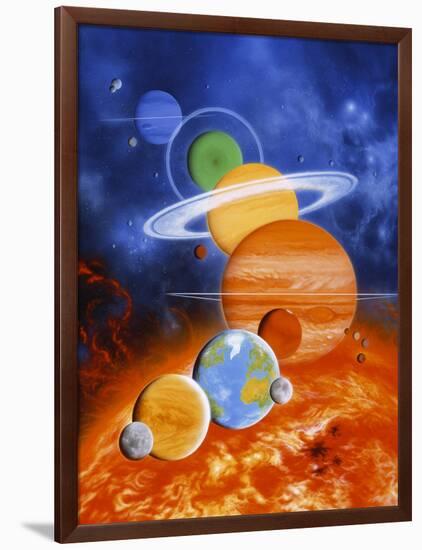 Artwork of Sun And Planets of Solar System-Julian Baum-Framed Photographic Print