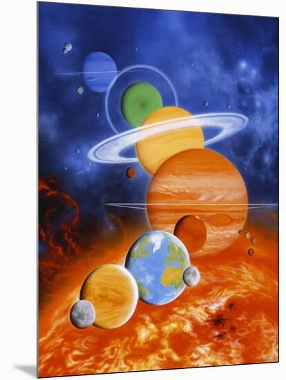 Artwork of Sun And Planets of Solar System-Julian Baum-Mounted Photographic Print