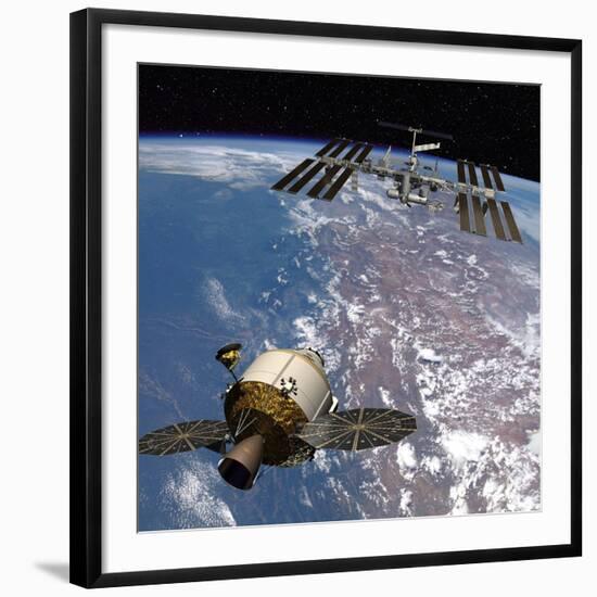 Artwork of the Next Generation NASA Spacecraft, the Orion Crew Exploration Vehicle-null-Framed Photo