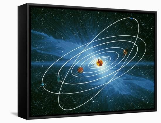 Artwork of the Orbits of the Planets-Victor Habbick-Framed Stretched Canvas