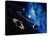 Artwork of the Solar System with Planetary Orbits-Detlev Van Ravenswaay-Stretched Canvas