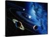 Artwork of the Solar System with Planetary Orbits-Detlev Van Ravenswaay-Stretched Canvas