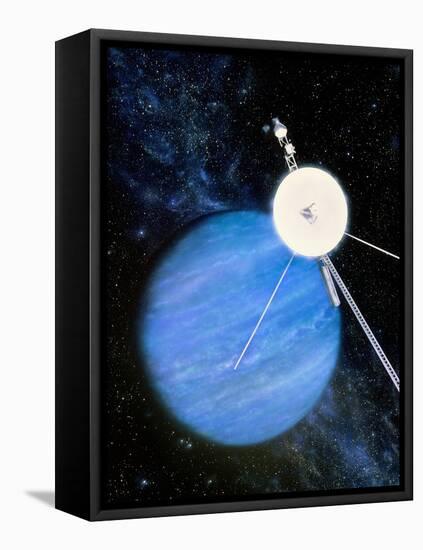 Artwork of Voyager 2 Approaching Neptune-Julian Baum-Framed Stretched Canvas