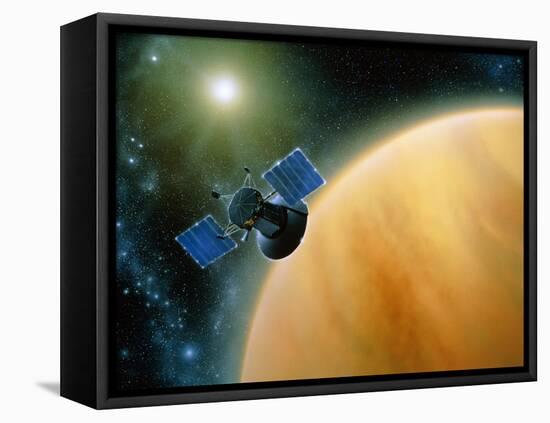 Artwork Showing Magellan Spacecraft Orbiting Venus-Julian Baum-Framed Stretched Canvas