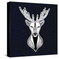 Artwork with Deer Head. Hipster Print, Sticker or Element for Design. Vector Line Art Hipster Illus-worldion-Stretched Canvas