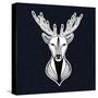 Artwork with Deer Head. Hipster Print, Sticker or Element for Design. Vector Line Art Hipster Illus-worldion-Stretched Canvas