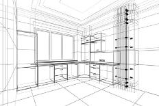Wireframe of Offices-ArtyFree-Stretched Canvas