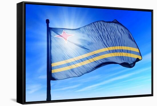 Aruba Flag Waving on the Wind-Flogel-Framed Stretched Canvas