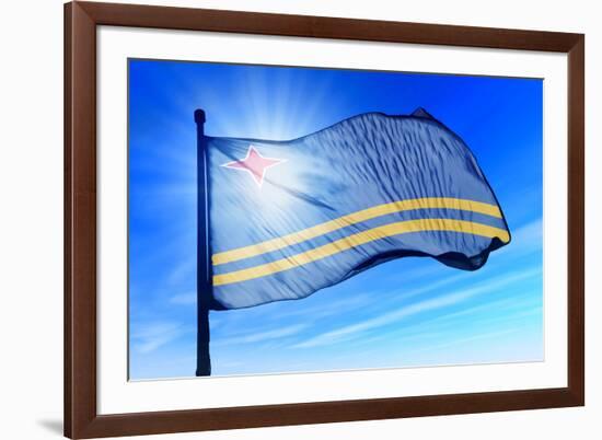 Aruba Flag Waving on the Wind-Flogel-Framed Photographic Print