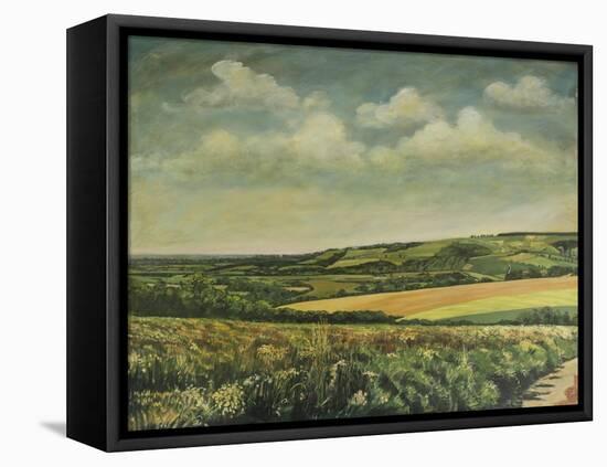 Arundel Castle from the Downs, 1995-Margaret Hartnett-Framed Stretched Canvas