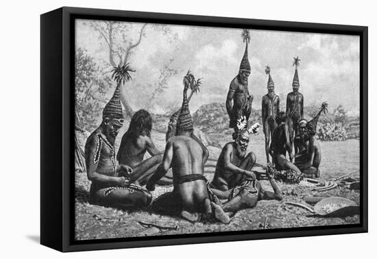 Arunta Tribesmen of Central Australia Preparing a New Corroboree, 1922-Baldwin Spencer-Framed Stretched Canvas