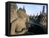 Arupadhatu Buddha, 8th Century Buddhist Site of Borobudur, Unesco World Heritage Site, Indonesia-Bruno Barbier-Framed Stretched Canvas