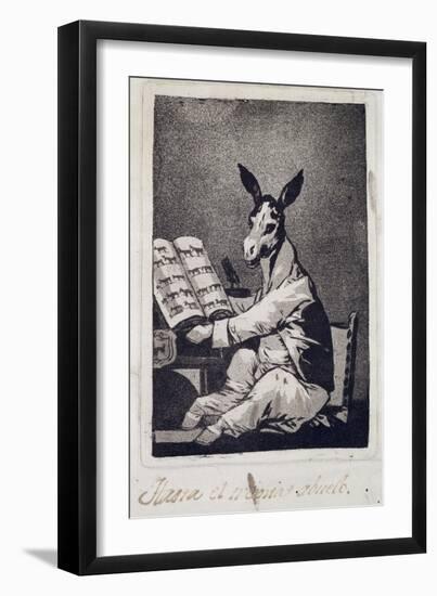 As Far Back as His Grandfather, Plate 39 of "Los Caprichos", 1799-Francisco de Goya-Framed Giclee Print