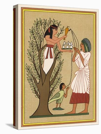 As Loving Mother-Goddess Mut Pours Water from the Sycamore Tree Over a Deceased Person and His Soul-E.a. Wallis Budge-Stretched Canvas