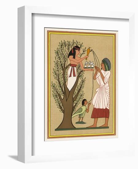 As Loving Mother-Goddess Mut Pours Water from the Sycamore Tree Over a Deceased Person and His Soul-E.a. Wallis Budge-Framed Art Print