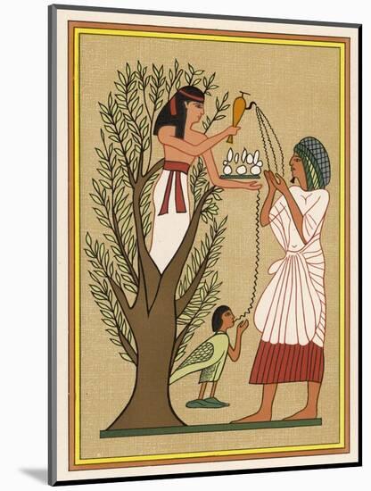 As Loving Mother-Goddess Mut Pours Water from the Sycamore Tree Over a Deceased Person and His Soul-E.a. Wallis Budge-Mounted Art Print