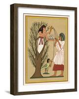 As Loving Mother-Goddess Mut Pours Water from the Sycamore Tree Over a Deceased Person and His Soul-E.a. Wallis Budge-Framed Art Print