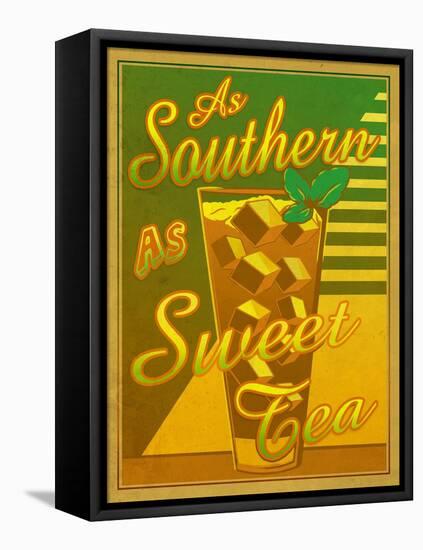 As Southern as Sweet Tea-Old Red Truck-Framed Stretched Canvas