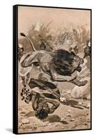 As The Lion Charged, 1902, (1903)-Stanley Llewellyn Wood-Framed Stretched Canvas