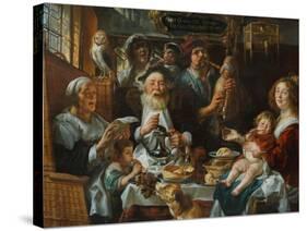 As the Old Sing, So the Young Pipe-Jacob Jordaens-Stretched Canvas