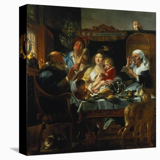 "As the Old Sing, the Young Pipe"-Jacob Jordaens-Stretched Canvas