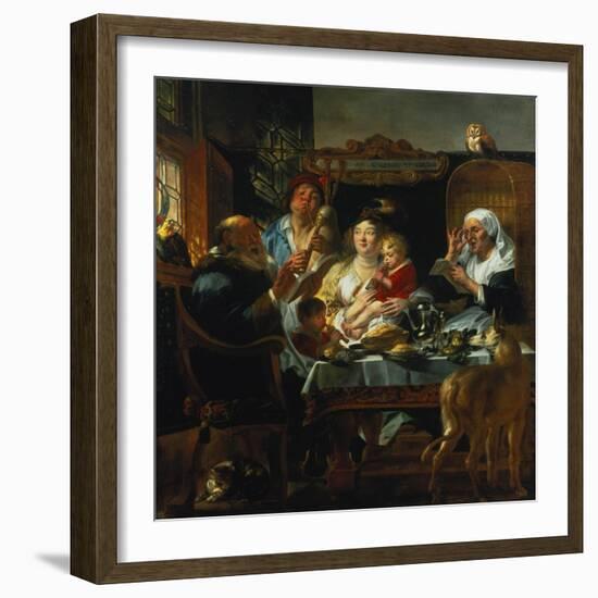 "As the Old Sing, the Young Pipe"-Jacob Jordaens-Framed Giclee Print