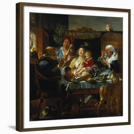 "As the Old Sing, the Young Pipe"-Jacob Jordaens-Framed Giclee Print