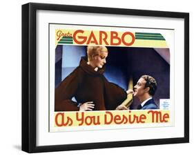 As You Desire Me, from Left, Greta Garbo, Roland Varno, 1932-null-Framed Art Print