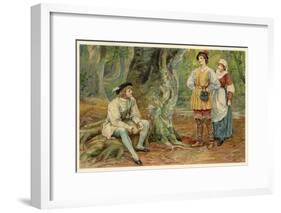 As You Like It, Orlando Rosalind and Celia in the Forest of Arden-null-Framed Art Print