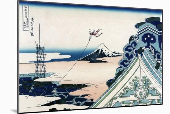 Asakusa Honganji Temple in the Eastern Capital, Edo-Katsushika Hokusai-Mounted Art Print