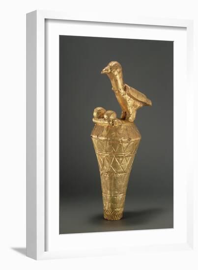 Asante Royal Umbrella Finial Depiciting a Bird and its Young, from Ghana (Gilt Wood)-African-Framed Giclee Print