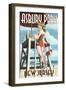 Asbury Park, New Jersey - Lifeguard Pinup Girl-Lantern Press-Framed Art Print