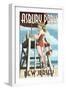 Asbury Park, New Jersey - Lifeguard Pinup Girl-Lantern Press-Framed Art Print