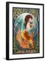 Asbury Park, New Jersey - Mermaid-Lantern Press-Framed Art Print