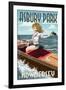 Asbury Park, New Jersey - Pinup Girl Boating-Lantern Press-Framed Art Print