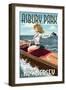 Asbury Park, New Jersey - Pinup Girl Boating-Lantern Press-Framed Art Print