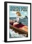 Asbury Park, New Jersey - Pinup Girl Boating-Lantern Press-Framed Art Print