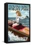 Asbury Park, New Jersey - Pinup Girl Boating-Lantern Press-Framed Stretched Canvas