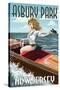Asbury Park, New Jersey - Pinup Girl Boating-Lantern Press-Stretched Canvas