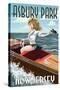 Asbury Park, New Jersey - Pinup Girl Boating-Lantern Press-Stretched Canvas